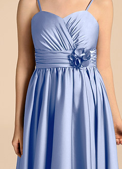 Azazie Catalina Junior A라인 스윗하트 네크라인 스트레치 새틴 비대칭 주니어 신부 들러리 드레스 image8