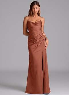 Azazie Claudelle Bridesmaid Dresses Auburn Mermaid Strapless Stretch Satin Dress image6