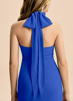 Azazie Velli Junior Meerjungfrau-Linie Hoher Kragen Chiffon Kleid Königsblau image6