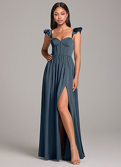 Azazie Denisse Brautjungfernkleider A-Linie Gestreift Stretch-Satin Kleid Zwielichtviolett image4
