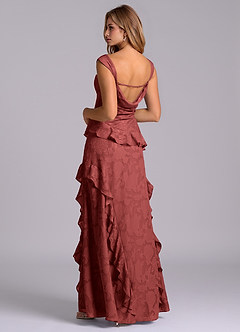 Azazie Sloane Bridesmaid Dresses Terracotta A-Line Sweetheart Neckline Floral Burnout Dress image2