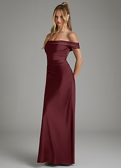 Azazie Hayden Bridesmaid Dresses Cabernet Mermaid Corset Stretch Satin Dress image4