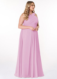 Azazie Kaleigh Robes de demoiselle d'honneur Robe Trapèze en Mousseline de soie Plissée Rose Bonbon image10