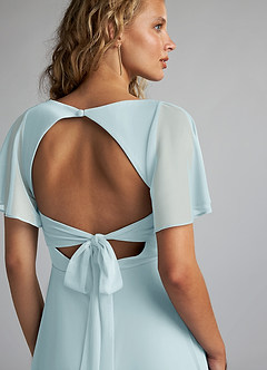 Azazie Induh Bridesmaid Dresses Mist A-Line Flutter V-neck Mesh Dress image6