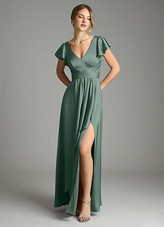 Azazie Omari Brautjungfernkleider A-Linie Stretch-Satin Kleid Seemoos image1