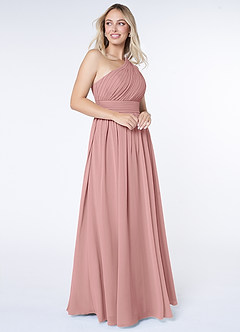 Azazie Molly Final Sale Dusty Rose A-Line One Shoulder Chiffon Dress image5