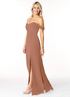 Azazie Joretta Bridesmaid Dresses Bronzer A-Line Sweetheart Neckline Chiffon Convertible Dress image4