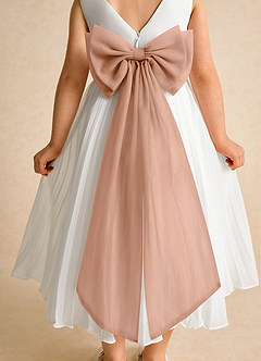 Azazie Margot Flower Girl Dresses Ivory Champagne Rose A-Line Pleated Chiffon Dress image8
