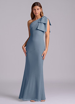Azazie Yuanna Bridesmaid Dresses Twilight Mermaid One Shoulder Chiffon Dress image4