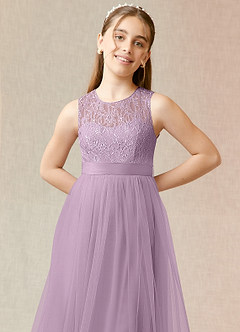 Azazie Georgette Junior Wisteria A-Line Lace Tulle Dress image5