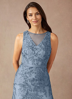 Azazie Herrin Abiti per la Madre della Sposa Abito Sirena in Pizzo Blu Polveroso image6