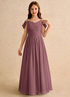 Azazie Chelo Girls Formal Abiti da Ragazza di Fiori Abito A-Line in Chiffon Plissettato Ametista image5