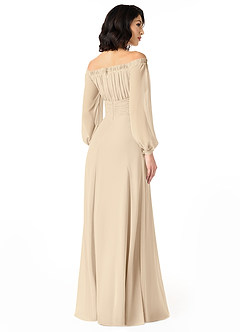 Azazie Rubina Final Sale Champagne A-Line Long Sleeve Chiffon Dress image2