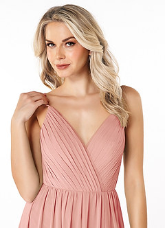 Azazie Gracie Robes de demoiselle d'honneur Robe Trapèze en Mousseline de soie Plissée Rosette image11