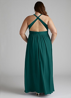 Azazie Ashia Bridesmaid Dresses Peacock A-Line Pleated Chiffon Dress image11