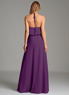 Azazie Cara 신부 들러리 드레스 A라인 셔링 쉬폰 바닥 길이 드레스 image3