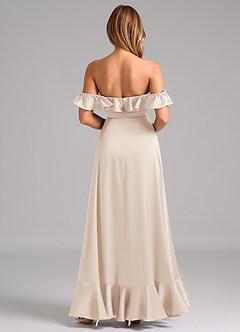 Azazie Lyra Bridesmaid Dresses White Alabaster A-Line Off the Shoulder Stretch Satin Convertible Dress image6