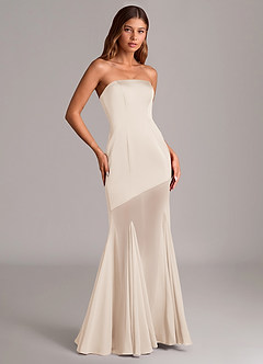 Azazie Uma Final Sale White Alabaster Mermaid Strapless Chiffon Convertible Dress image3