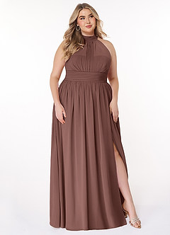 Azazie Iman Bridesmaid Dresses Espresso A-Line A-Line Ruched Chiffon Dress image11