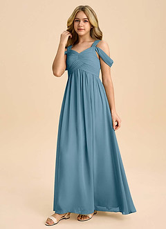 Azazie Lianne Junior Bermuda A-Line Off the Shoulder Chiffon Dress image6