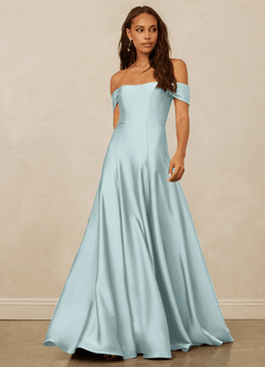 Christian Siriano Bridal for Azazie 1002 Bridesmaid Dresses Mist A-Line Off the Shoulder Stretch Satin Convertible Dress image1