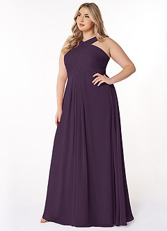 Azazie Kaleigh Bridesmaid Dresses Plum A-Line Pleated Chiffon Dress image9