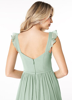 Azazie Stassie Brautjungfernkleider A-Linie Herzchen Gerüscht Chiffon Kleid Agave image6