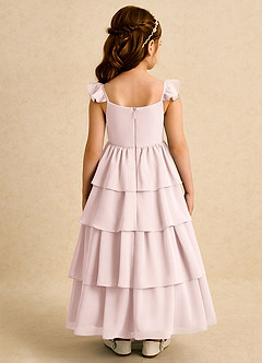Azazie Boba Flower Girl Dresses Blushing Pink A-Line Square Neckline Chiffon Dress image2