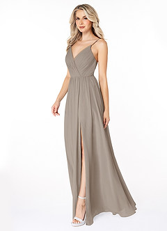 Azazie Gracie Kleider zum Anprobieren zu Hause A-Linie Plissee Chiffon Kleid Taupe image4
