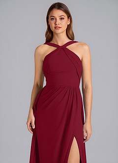 Azazie Mianna Bridesmaid Dresses Burgundy A-Line Pleated Chiffon Dress image6