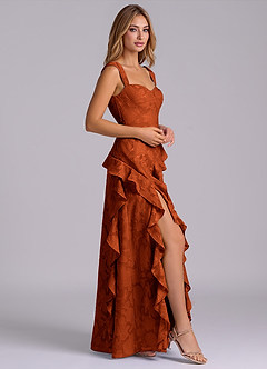 Azazie Sloane Bridesmaid Dresses Paprika A-Line Sweetheart Neckline Floral Burnout Dress image5