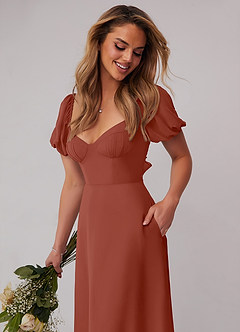 Barbie ♥ Azazie Bridesmaid Dresses Auburn A-Line Pleated Chiffon Dress image4