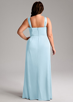 Azazie Denice Robes de demoiselle d'honneur Robe Fourreau en Satin extensible Plissée Bleu Ciel image11