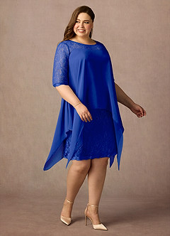 Azazie Flo Mother of the Bride Dresses Royal Blue A-Line Lace Chiffon Dress image8