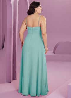 Barbie ♥ Azazie Bridesmaid Dresses Aqua A-Line with Pockets Chiffon Dress image2