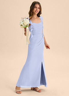 Azazie Jessamine Junior 인어 스윗하트 네크라인 쉬폰 플로어 길이 주니어 신부 들러리 드레스 image4