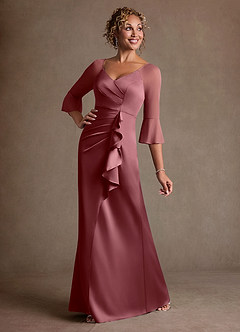 Azazie Nampa Klänningar till brudens mor Klä Tubklänning i Maska Plisserad Desert Rose image2