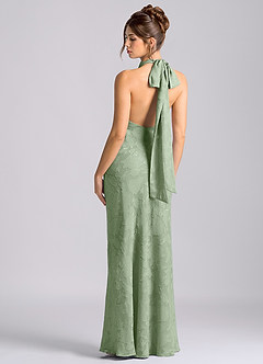 Azazie Velli Bridesmaid Dresses Dusty Sage Mermaid High Neck Floral Burnout Dress image2