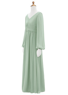 Azazie Norah Junior Agave A-Line Pleated Chiffon Dress image8