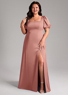 Azazie Fyona Bridesmaid Dresses Rosette A-Line Pleated Stretch Satin Dress image8