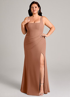 Azazie Mero Bridesmaid Dresses Bronzer Sheath Pleated Chiffon Dress image11