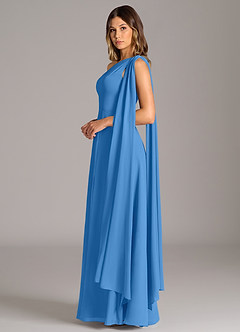 Azazie Tella Brautjungfernkleider A-Linie One-Shoulder Chiffon Kleid Blauhäher image5
