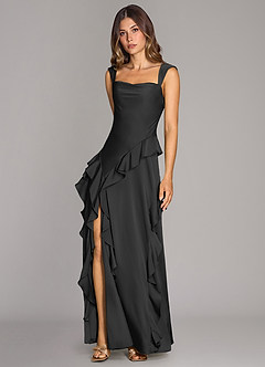 Azazie Sloane At-home Try On Dresses Rosette A-Line Sweetheart Neckline Stretch Satin Dress image4