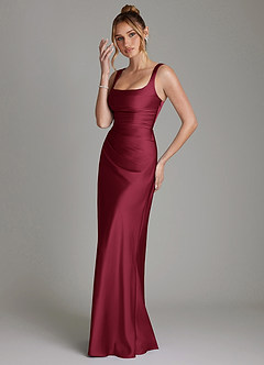 Azazie Agustina Bridesmaid Dresses Burgundy Mermaid Corset Stretch Satin Dress image5
