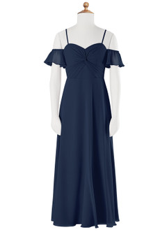 Azazie Juna Junior Dark Navy A-Line Off the Shoulder Chiffon Dress image6