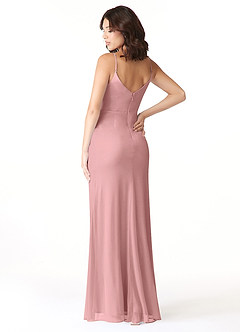 Azazie Deandra Abiti da Damigella Abito Sirena in Maglia Plissettato Rosa Polverosa image3