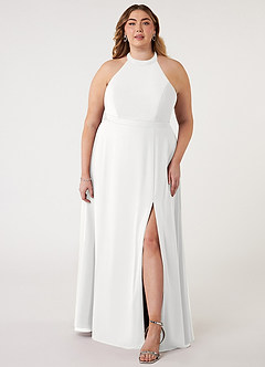 Azazie Clarice Bridesmaid Dresses White A-Line Halter Chiffon Dress image8