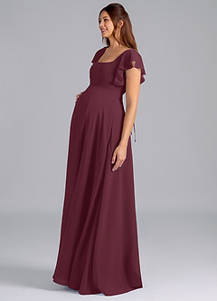 Azazie Bondi vestidos de dama de honor de maternidad Vestido de Corte En A Volante Hasta el suelo Gasa image4