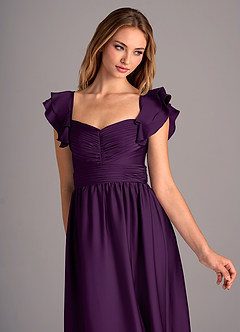 Azazie Anaya Bridesmaid Dresses Grape A-Line Sweetheart Neckline Stretch Satin Convertible Dress image6