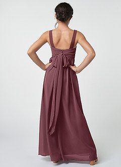 Azazie Kora Junior Sangria A-Line Pleated Chiffon Dress image2